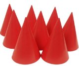 SillyJokes 8 Solid Colour Cone Hats Red