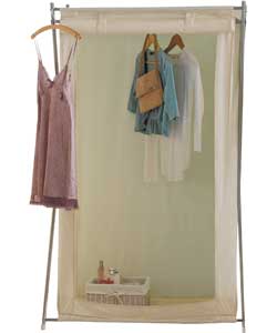Unbranded X Frame Cream Canvas and Silver Single Wardrobe