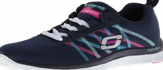 Skechers Flex Appeal Something Fun Womens Fitness Shoes, Blue (NVMT), 4 UK