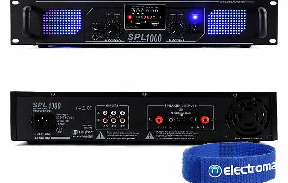 SPL1000 Professional Audio MP3 USB/SD DJ Disco PA Power Amplifier 1000W