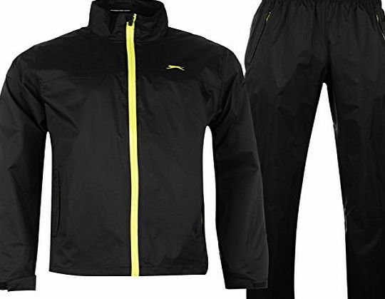 Slazenger Mens Waterproof Packable Suit Golf Jacket Coat Top Pants Sports Black L
