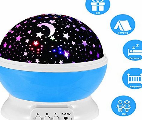 SlowTon Starry Night Light Lamp, SlowTon Romantic 3 Modes Colorful LED Moon Sky Star Dreamer Desk Rotating Cosmos Starlight Projector for Children Kids Baby Bedroom