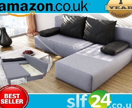 Smart Line Furniture Ltd. NEW Modus Corner Sofa Bed with Storage Grey and Black Fabric