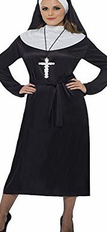 Smiffys Adult Womens Nun Costume, Dress, Belt and Headdress, Saint and Sinners, Serious Fun, Size L, 20423