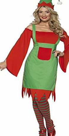 Smiffys Cute Elf Ladies Fancy Dress Costume, Dress, Apron amp; Hat Size 8-10