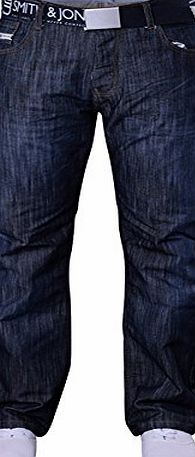 Smith and Jones Mens Smith and Jones Designer Batusa Straight Leg Regular Fit Relaxed Denim Jeans Waist 34 Leg 32`` (34R) Dark Wash - Batusa