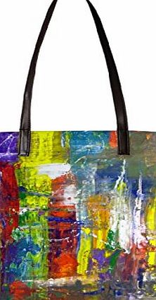 Snoogg Wall Art Abstract Painting Womens Digitally Printed Utility Shopper Tote Bag Handbag Made Of Poly Canvas With Black Leather Handle