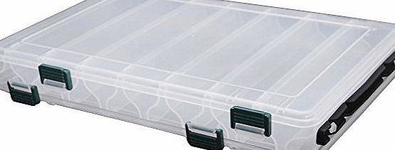 SODIAL(R) Double-sided plastic bait box - SODIAL(R)27*18*4.7CM Fishing Tackle Double Sided Plastic Fishing Lure Box 14 Compartments
