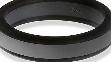 SOL Rings Silicone Wedding Ring By SOL (Power X Series), Safe and Sturdy Silicone Rubber Wedding Band Designed for Fitness, Weight Lifting, Kettlebell and Exercise Bands Workout - Black with Dark Grey, size 8