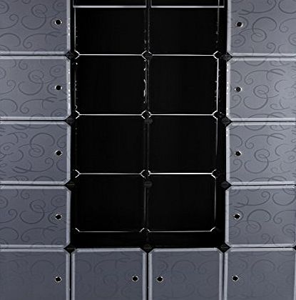 Songmics Interlocking Storage Cube Organiser / Clothes Wardrobe Cabinet with Hanging Rails 145 x 37 x 180 cm Black LPC30H