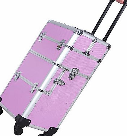 Songmics large Beauty Nail art Storage Tool kit Trolley XXL alu with adjustable dividers pink JHZ05P