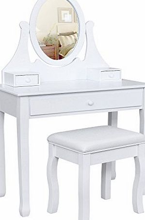 Songmics white Dressing Table Set 137 x 80 x 40 cm with adjustable mirror and stool RDT002