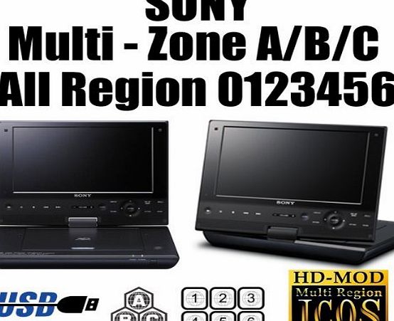 Sony  SX910 (9`` Screen) Portable Region Code Free Blu Ray Player BD Zone A/B/C - DVD Region 012345678 PAL/NTSC