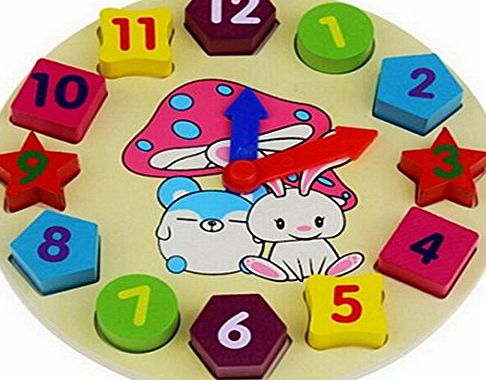 Souarts Rabbit Clock Baby Early Educational Wood Wooden Toys Best for Christmas Gift