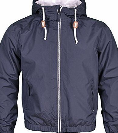 SoulStar  Mens Designer Branded Lightweight Hooded Zipper Jacket (Medium, Navy)