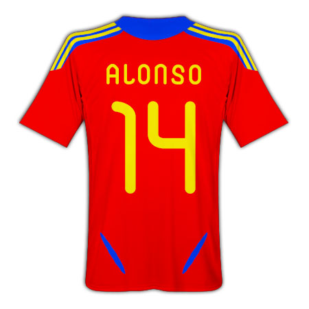 Spain Adidas 2011-12 Spain Home Football Shirt (Alonso 14)