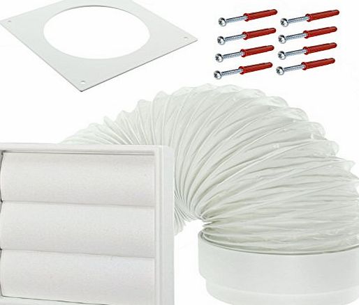 Spares2go  Exterior Wall Venting Kit for Hoover Tumble Dryers (White, 4`` / 102mm)