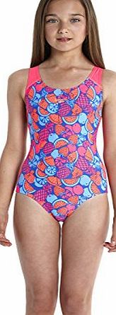 Speedo Girls All Over Splash Back Swimsuit - Fruit Cocktail Deep Peri, Size 28