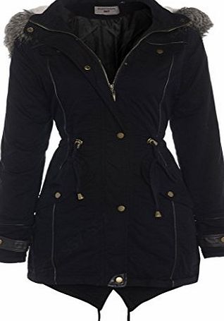 SS7 Clothing Black OVERSIZED HOOD Parka Womens Coat Sizes 8 - 24 (20)