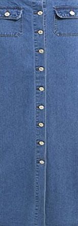 SS7 New Womens Denim Maxi Skirt, Denim Blue, Sizes 8 to 16 (UK - 12, Denim Blue)