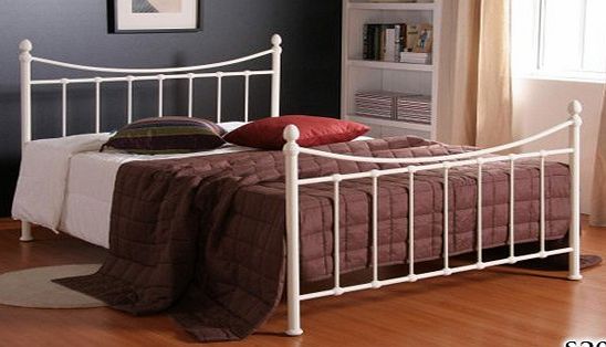 Stag Stores BRAND NEW 4ft 6 IVORY METAL DOUBLE SIZE BED FRAME BEDSTEAD AND SLUMBER SLEEP ORTHOPAEDIC ORTHO MATTRESS