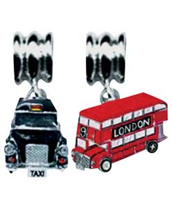 Silver Black Taxi and London Bus Enamel