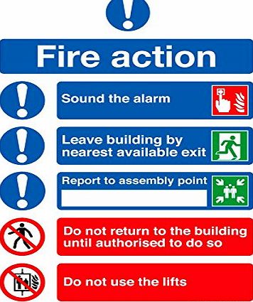 stika.co Fire Action Symbolised Plan A5 148x210mm Self-adhesive Vinyl Sticker Safety Sign
