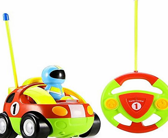 Stoga RC Cartoon Race Car with Action Figure Radio Control Toy with Music Best Christmas Gift for Toddlers Kids-random color(red,green)
