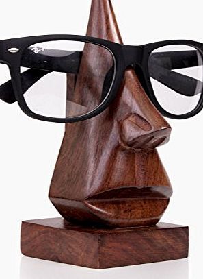 Store Indya Christmas Gifts Sale Classic Wooden Eyeglass Spectacle Holder Hand Carved Nose Shaped Display Stand Home Office Desk Accessory