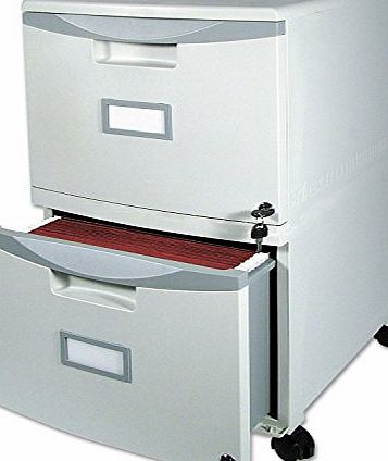 Storex 2-Drawer Mobile Filing Cabinet, 14-3/4w x 18-1/4d x 26h, Light Gray