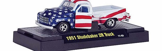 Studebaker 2R Pick-Up Truck, Stars amp; Stripes , 1951, Model Car, Ready-made, M2 Machines 1:64