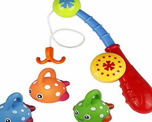 SUNLIKE Bath Toy Fishing Game with Cute Spotted Fish and Fishing Rod Best Gift for Children Boys Girls Bathtub Fun Time