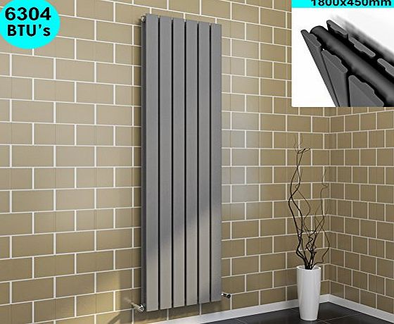 sunny showers 1800x452mm Anthracite Vertical Column Radiator Double Flat Panel Designer Bathroom Radiator