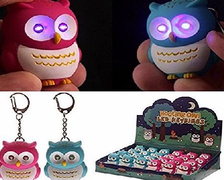 SupplyEU Owl Keyring Key Chain Blue Cute Light Up Hooting Key Ring Fun Bag Filler Sound Novelty Perfect Idea as Party Gift(Random Color)