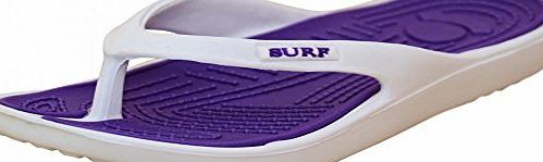 Surf Ladies White Purple Eva Toe Post Flip Flop Surf Sandals Summer Flat Beach Shoe, 3 UK / 36 EU