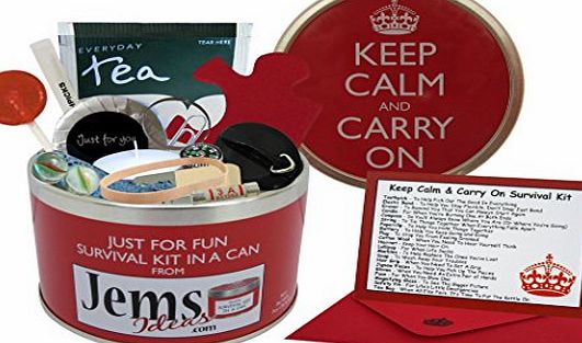 Survival Kit In A Can Keep Calm amp; Carry On Survival Kit In A Can. Humorous Novelty Fun Gift - Present amp; Card All In One. Birthday/Christmas/Retirement/Boss/Work Colleague/Good Luck/Leaving/Mum To Be/Dad To Be/New B