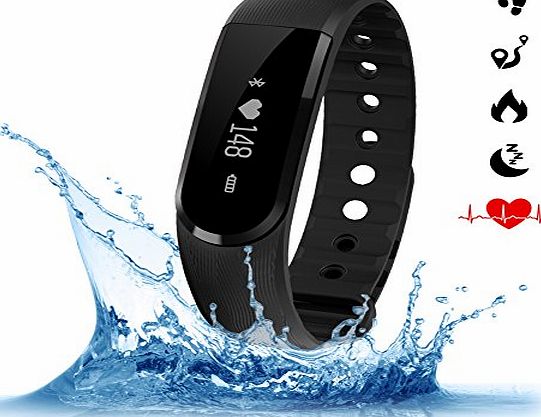 Surwin Heart Rate Monitor, Surwin Wirless Fitness Tracker with Wrist Heart Rate, Bluetooth 4.0 Activity Wristband Smart Wristband with Multi-Functions for Android (above 4.4) and IOS (above 7.1)Phone (Black)