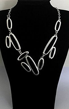 Suzies Jewellery Stunning Contemporary SILVER CHUNKY HOOP ABSTRACT Necklace Choker