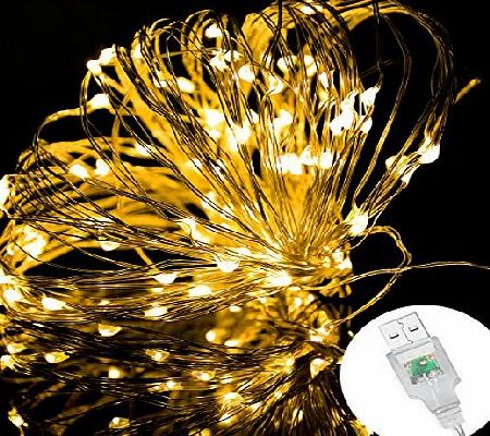 Syhonic Fairy Lights, Syhonic 10M 100 LED Silver Wire Waterproof Starry String Lights Firefly Lights DIY Decoration for Bedroom Jars Christmas Wedding Party Festival Outdoor Camping - Warm White