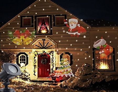 Syhonic LED Landscape Projector Light Waterproof Moving Projector Lamp Festive Lights Spotlights Halloween Christmas Decoration Wall Decrative Lighting with 12 Switchable Pattern Lens for Garden Yard