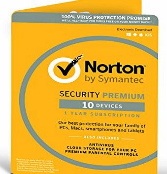 Symantec Norton Security Premium 3.0 - 25GB, 1 User, 10 Devices, 12 Months License Card (PC/Mac)