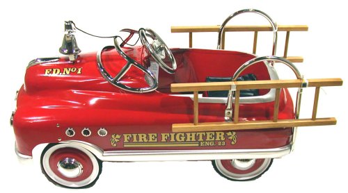 syoT Ltd 1930s Metal Fire Fighter in Red with Bell and Ladders
