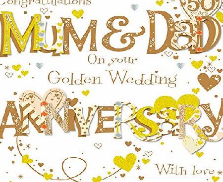 Talking Pictures Mum amp; Dad Golden 50th Wedding Anniversary Greeting Card By Talking Pictures Cards