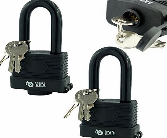 Target Locks Target TL195 Pack of 2 Long Shackle Waterproof Weatherproof Heavy Duty Padlock - 3 Keys Per Lock - Fully Coated - Designed to Use Outdoors