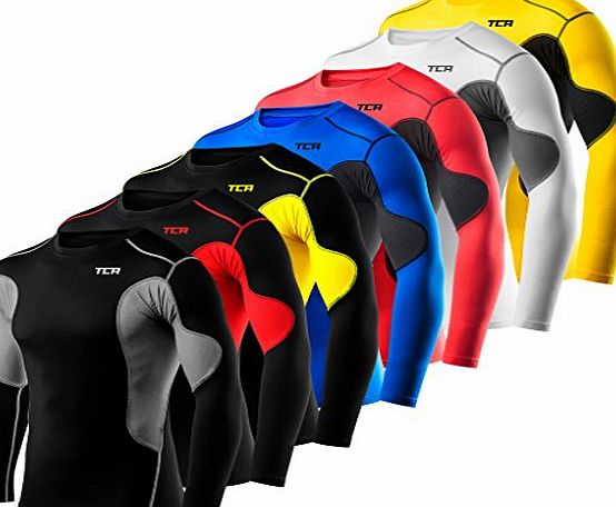 TCA Mens Boys TCA SuperThermal Compression Base Layer Top Long Sleeve Thermal Under Shirt - Black/Grey X Large