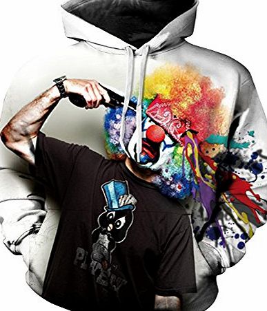 TDOLAH Mens Long Sleeve Sweatshirts Neon Printed Hoodies 3D Graphic Jumpers Animal Sportswear (L/XL, Clown)