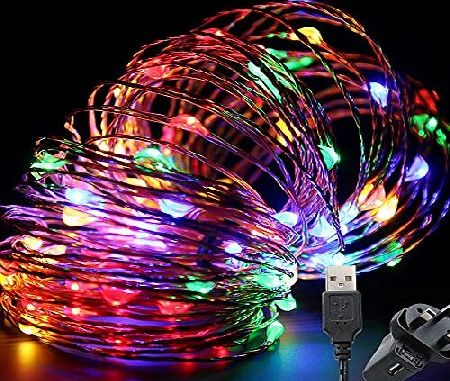 TechRise Led String Lights,TechRise 10-Meters Colorful 100 LEDS Star Starry Copper Wire Fairy String Lights For Holiday Party Wedding Christams Decoration - Multi Color