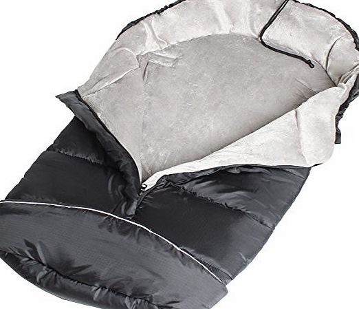 TecTake Universal fit thermo winter footmuff pram child baby car seat sleeping bag cosy toes black