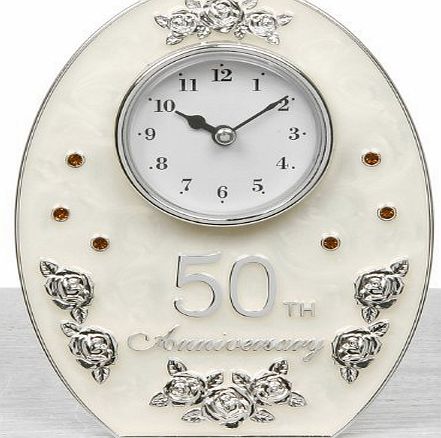 Teefas Gifts Jewel Rose Golden 50th Wedding Anniversary Clock