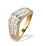 9K Gold Baguette and Brilliant Diamond Eternity Ring